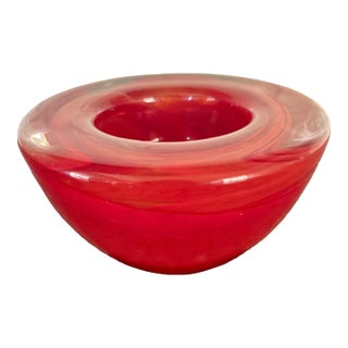 Vintage Red Swirl Bowl by Kosta Boda For Sale