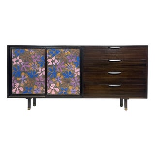 Midcentury Harvey Probber Credenza Dresser With Arpad Rasti Enameled Doors Rare For Sale