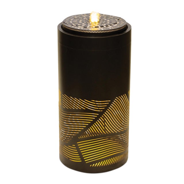 Add modern style and tranquil ambiance to your space with this Illuminated Leaf Pattern Fountain. The tall metal column...