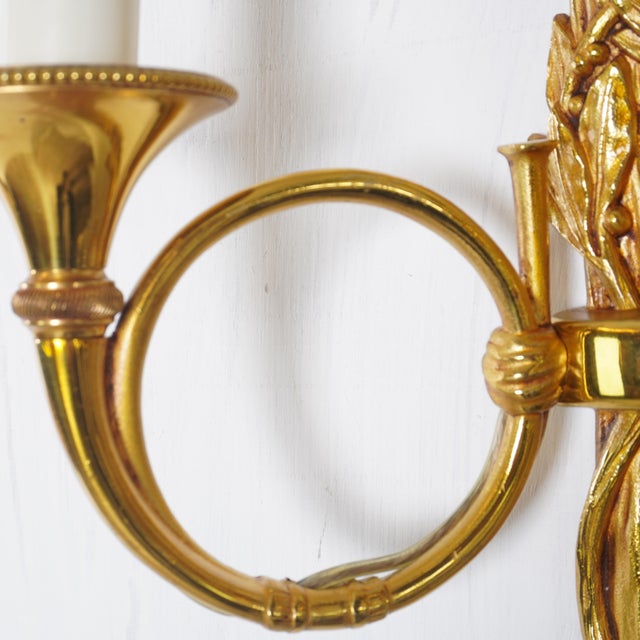 Metal Luminaire d'Art Hunter Horn Gilt Sconces, A Pair For Sale - Image 7 of 10