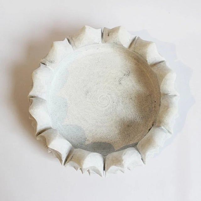 White Marble Lotus Bowl For Sale - Image 4 of 4