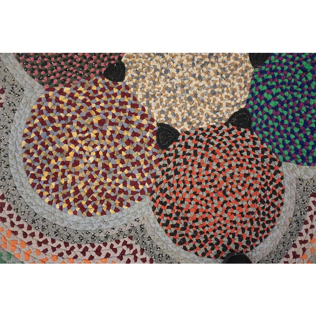 Beautifuly Soft Multi Color Ground With Colorful Circles Oval Antique American Braided Rug For Sale - Image 10 of 15