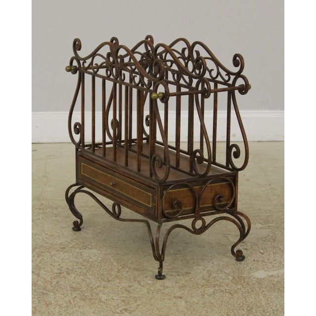 Age: Approx: 20 Years Old Details: Nice Scrolled Iron Work Leather Wrapped Drawer & Base Brass Accents Possibly By...