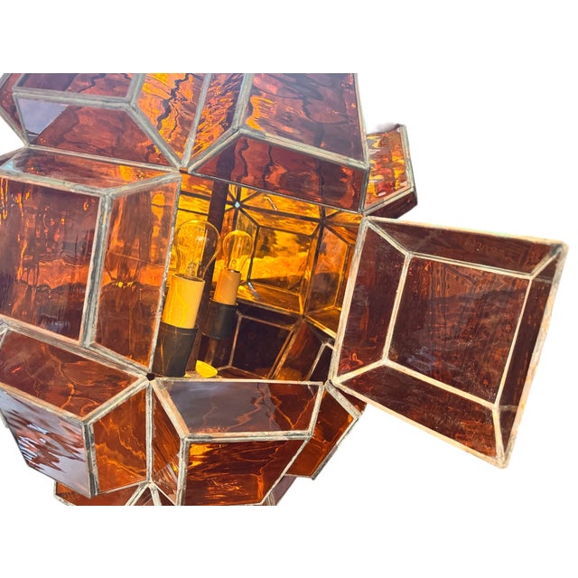 Mid 20th Century Monumental Mid-Century Mexican "Morisco" Lantern in Deep Amber Glass For Sale - Image 15 of 15