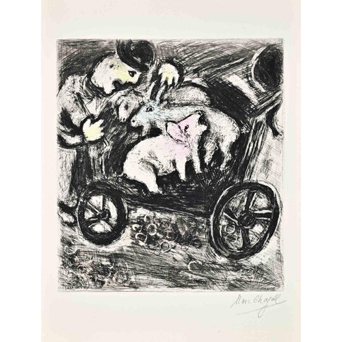 Marc Chagall, The Shepherd and His Flock, 1952, Etching For Sale