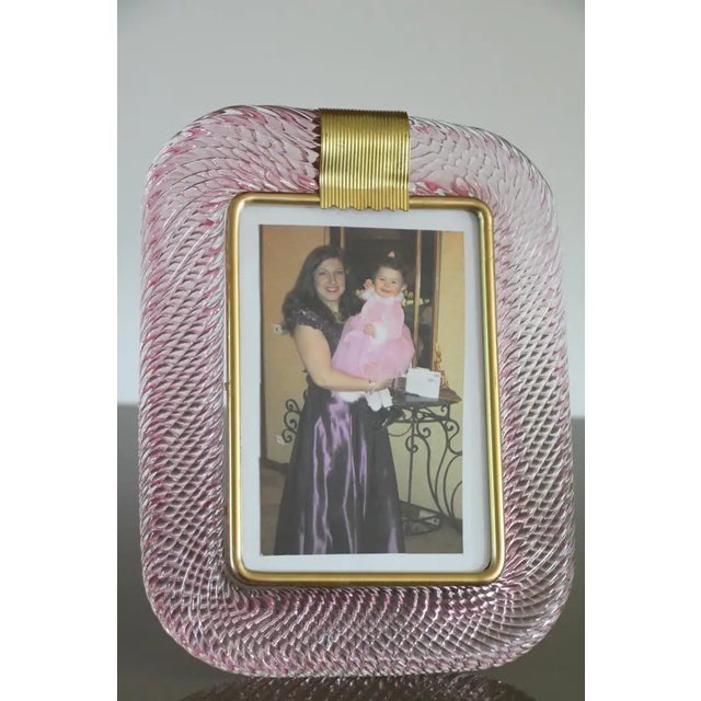 Pink Twisted Murano Glass and Brass Photo Frame from Barovier & Toso, 2000s For Sale - Image 4 of 18