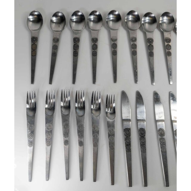 Mid-Century Modernist 38 Piece Stainless Steel Flatware Set in San Moritz for National For Sale - Image 4 of 18