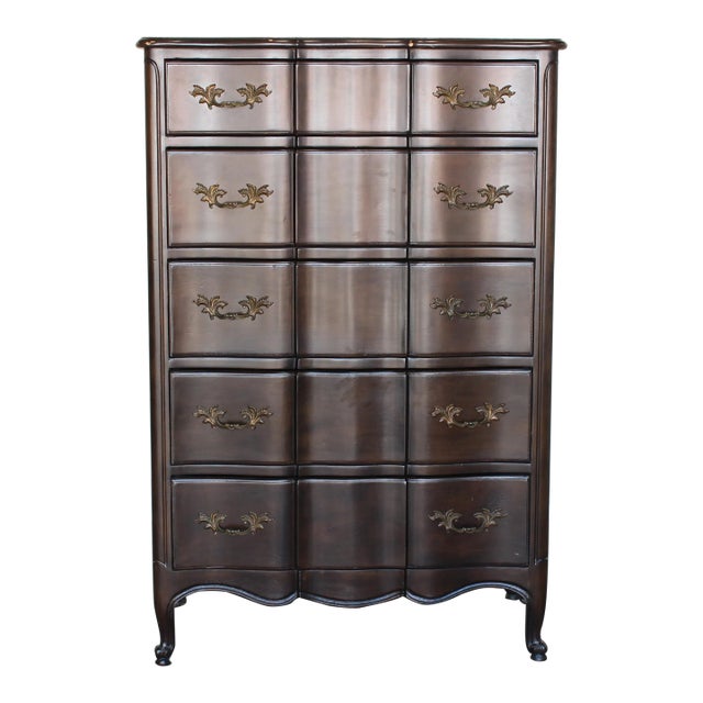 Vintage French Style Highboy Chest of Drawers For Sale