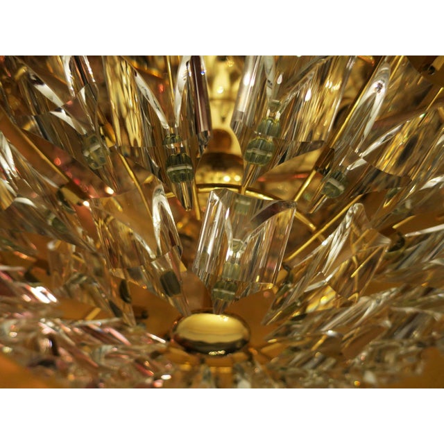 Mid-Century Modern Italian Gilt Brass and Crystal Ceiling Lamp from Stilkronen, 1970s For Sale - Image 3 of 11