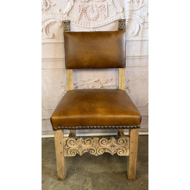 Set of Eight Spanish Colonial Leather Dining Chairs For Sale - Image 9 of 15