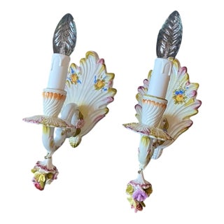 Vintage Italian Ceramic Sconces, 1960s, Set of 2 For Sale