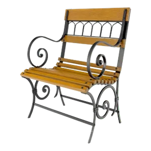 Restored 1920s Wrought Iron & Oak Slat Park Bench