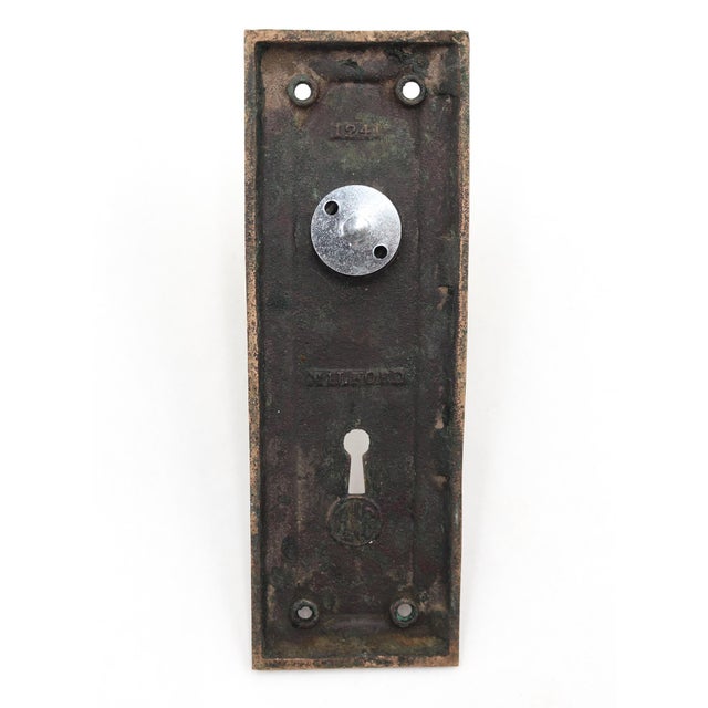 Mid 20th Century Vintage Floral Brass Dummy Door Knob Set For Sale - Image 5 of 7