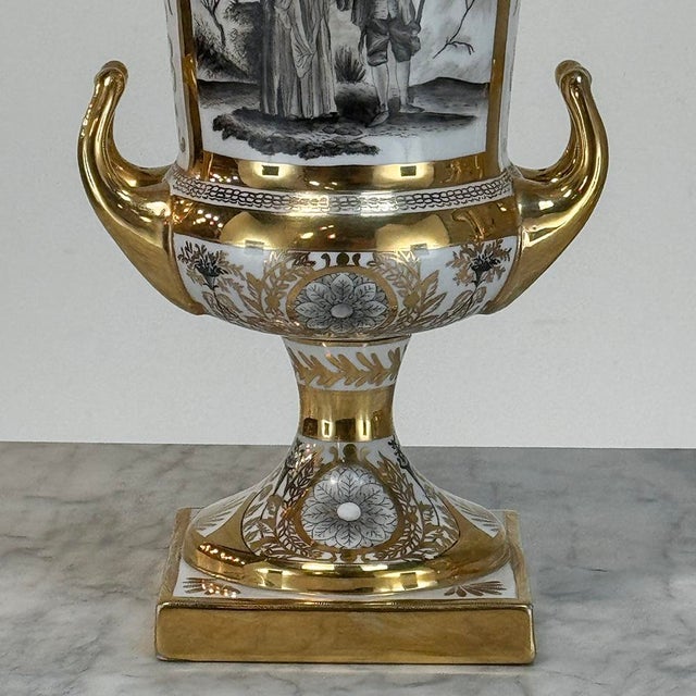 Pair Antique Ritzenhoff & Breker Neoclassical Porcelain Mantel Vases For Sale - Image 14 of 18