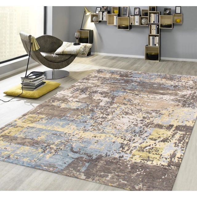 Textile Pasargad Home Modern Abstract Silk & Wool Area Rug For Sale - Image 7 of 8