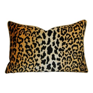 Boho Chic Leopard Spot Safari Velvety Cotton Feather & Down Pillow 26" X 18" For Sale