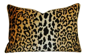 Boho Chic Leopard Spot Safari Velvety Cotton Feather & Down Pillow 26" X 18"