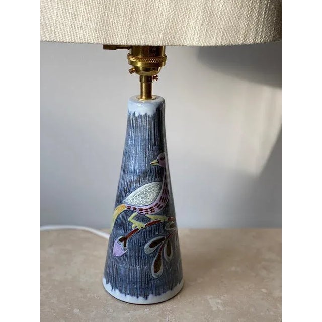 Colorful Ceramic Lamp by Tilgman Keramik, 1960s. Swedish Mid-Century Modern Unique Hand Decorated Ceramic Lamp by Tilgman...