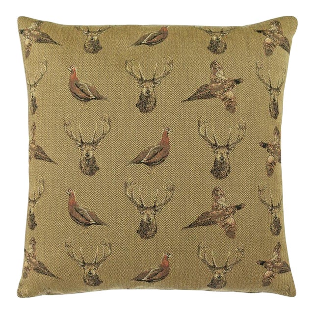 Highland Earth Tapestry Cushion With Feather Filler - 46x46cm (18"x18") For Sale