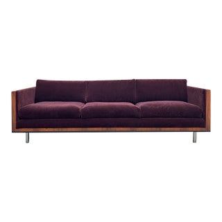 1970s Milo Baughman Thayer Coggin Style Reupholstered Rosewood Case Sofa For Sale
