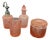 Vintage Pink Pressed Glass Bathroom Vanity Set, 1960s, Set of 4 For Sale