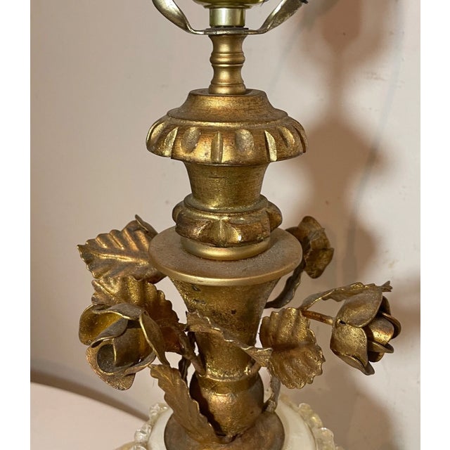 Antique Italian Murano Venetian Gilt Wood Hand Blown Flek Glass Iron Table Lamp For Sale - Image 14 of 15
