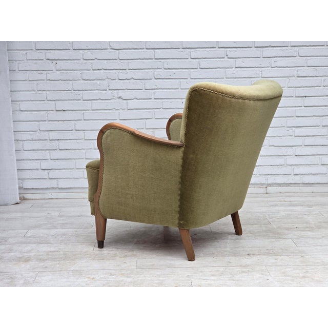 Danish Beech Armchair with Velour Upholstery, 1960s For Sale - Image 9 of 18