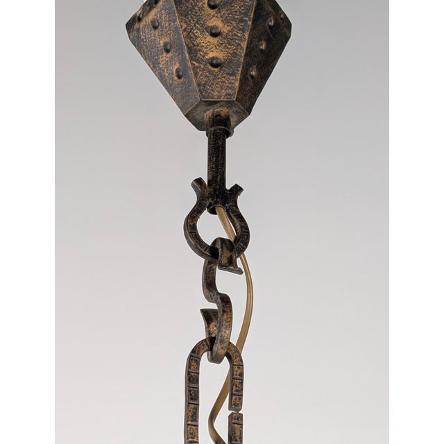 Large Italian Multicolor Hammered Glass and Wrought Iron Lamp, 1990s For Sale - Image 10 of 15