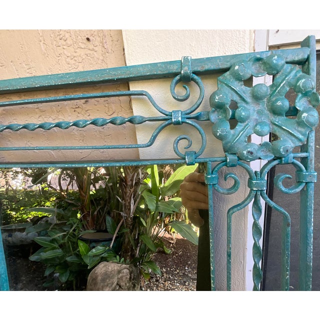 Metal Antique Wrought Iron Gate Mirror – Repurposed Architectural Salvage For Sale - Image 7 of 15