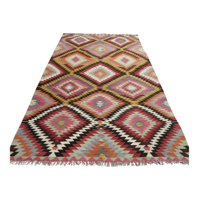 Mid 20th Century Turkish Anatolian Kilim Rug-5’7’x9’6" For Sale