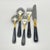 Service for 15 - Yamazaki "Lindi" Black Handle Gold Accent 75-Pieces: 15 Place Settings With Individual Neiman Marcus Storage Pouches For Sale In Philadelphia - Image 6 of 17