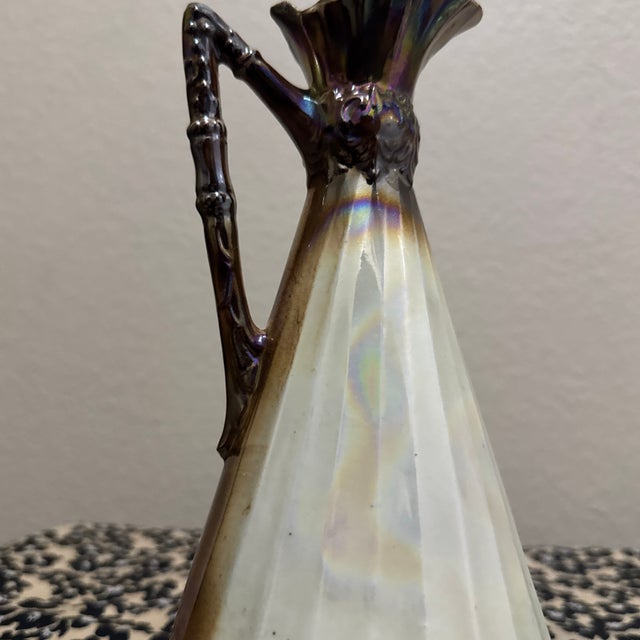 Ceramic Antique Czechoslovakian Porcelain Ewer Pitcher Vase For Sale - Image 7 of 9
