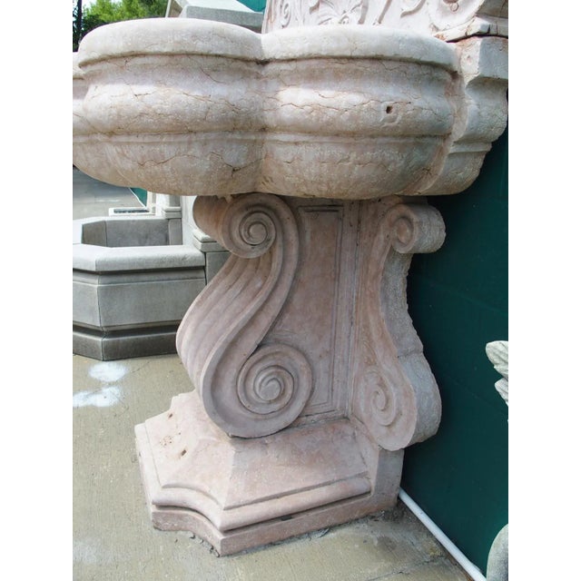 Monumental Italian Wall Fountain in Carved Verona Rossa Marble, Early 1900s For Sale - Image 9 of 12