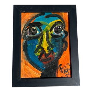 1972 Abstract Portrait Painting of Arnold Schwarzenegger by Peter Robert Keil, Framed For Sale