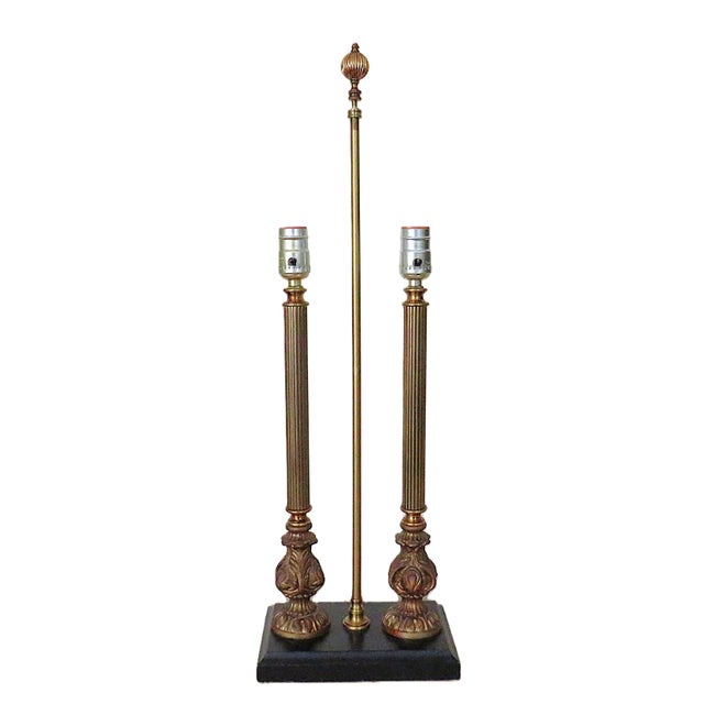 French Pair of Curry & Company French Bouillotte Style Table Lamps Black and Gold For Sale - Image 3 of 6