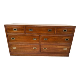 Vintage Ethan Allen 7 Drawer Campaign Dresser For Sale