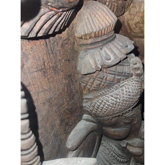 1960s Monumental Hand-Carved Ganesha Temple Panel in High Relief, Sculptural Wall Statement For Sale - Image 15 of 15