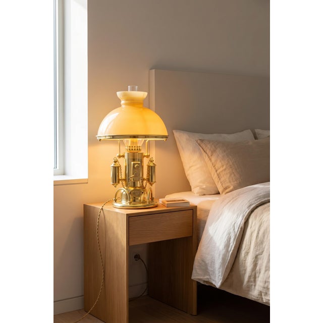 Nautical Gold-Plated Table Lamp with Glass Dome Shade, 1980s For Sale - Image 4 of 18