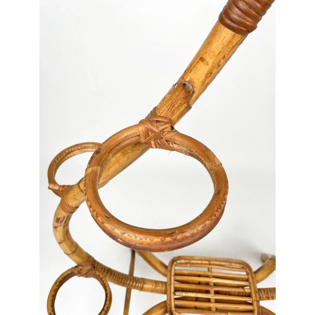 Rattan & Bamboo Flower Stand Plant Holder, Italy, 1960s For Sale - Image 8 of 12