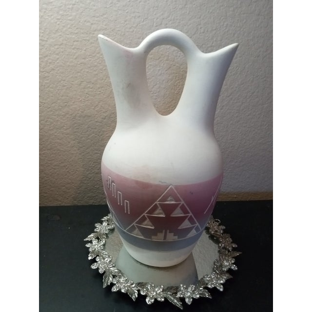 Gorgeous Navajo Native American Sioux Art Pottery Wedding Vase For Sale - Image 4 of 5