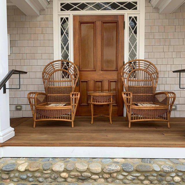 1960s Mid-Century Ficks Reed Rattan Table & 2 Chairs For Sale - Image 5 of 8