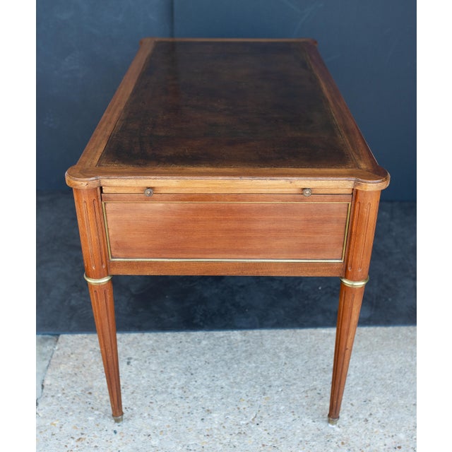 Louis XVI Style Writing Table or Desk of Walnut With Leather Top From France For Sale - Image 10 of 16