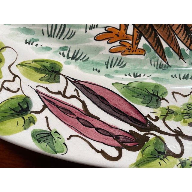 Vintage Thanksgiving Turkey Platter. Hand Painted with turkey and border of vegetables. Made in Italy. Large in size......