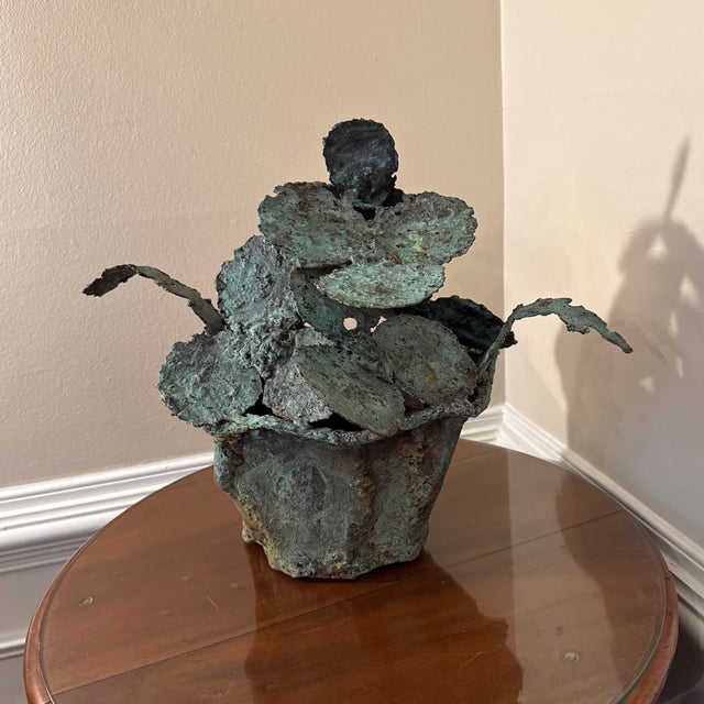 Early 21st Century Bronze Artist Made Brutalist Style Oversized Flower Sculpture For Sale - Image 4 of 8