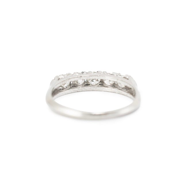 Metal Ladies Antique Art Deco Platinum 0.66ct Old European Cut Diamond Band Ring, Size 5.25 For Sale - Image 7 of 8