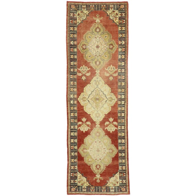 Vintage Turkish Oushak Runner - 03'08 X 11'01 For Sale - Image 9 of 10