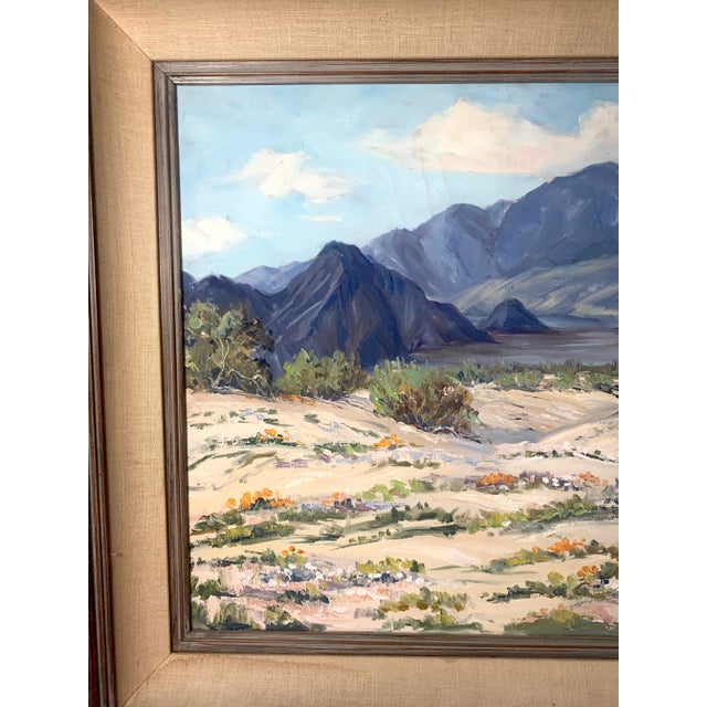 1950s Mid 20th Century "Mount San Jacinto, Palm Springs" Oil Painting on Canvas, Framed For Sale - Image 5 of 11