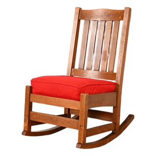 L. & J. G. Stickley Antique Mission Oak Arts & Crafts Rocking Chair, Circa 1910 For Sale