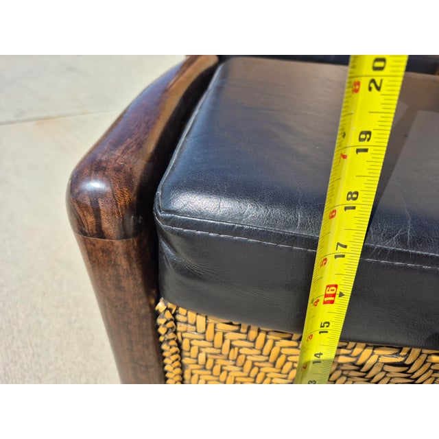 Mid 20th Century Vintage 1950s French Style Rattan and Wicker Club Chair With Matching Footrest For Sale - Image 5 of 13