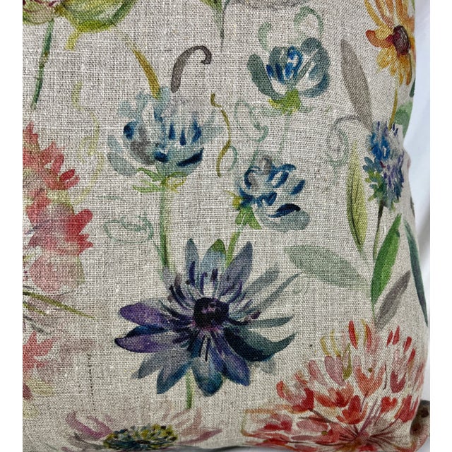 20" Square Decorative Throw Pillow Decorated With a Rich Pink, Purple and Blue Floral Pattern With A Watercolor-like...